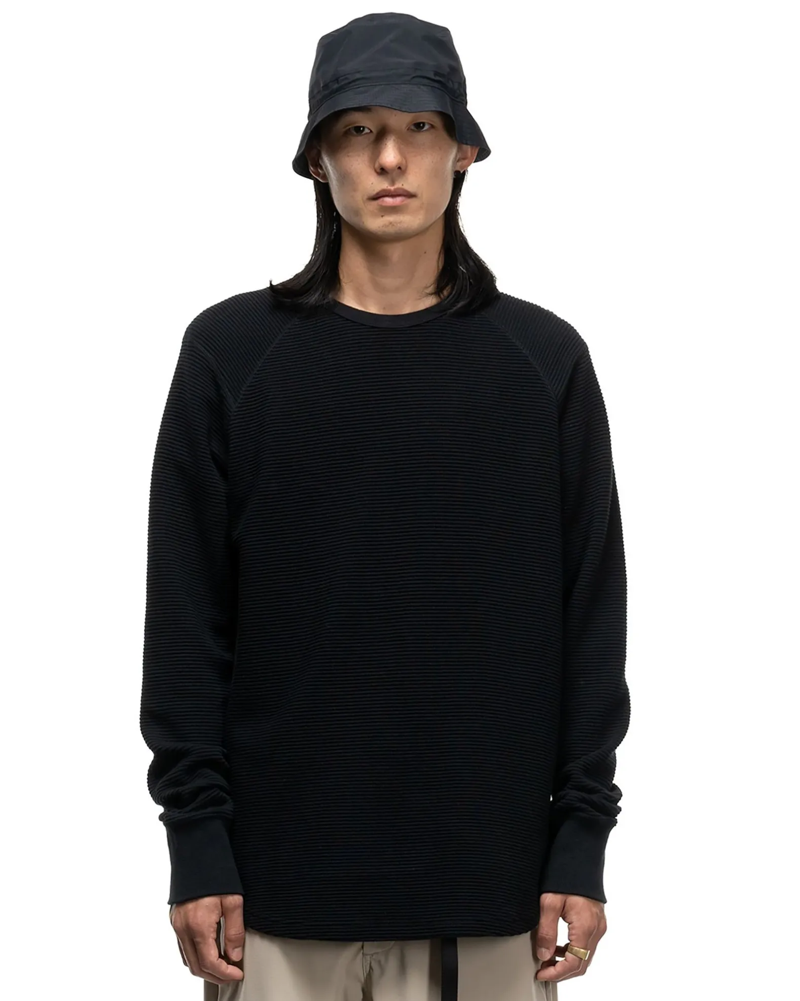 Base Crewneck-Flatback Thermal Cotton Black
