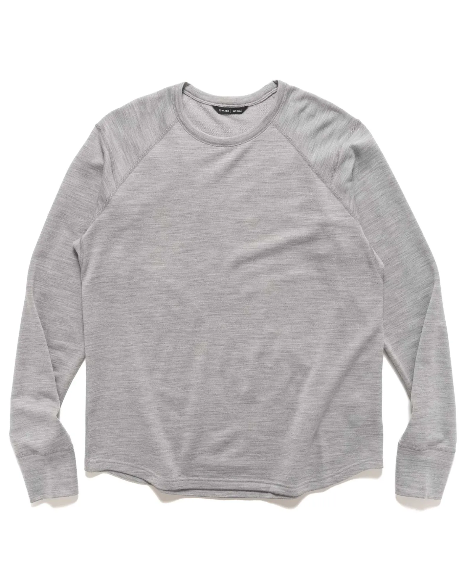 Base Crewneck-Merino Wool Terry Heather Grey