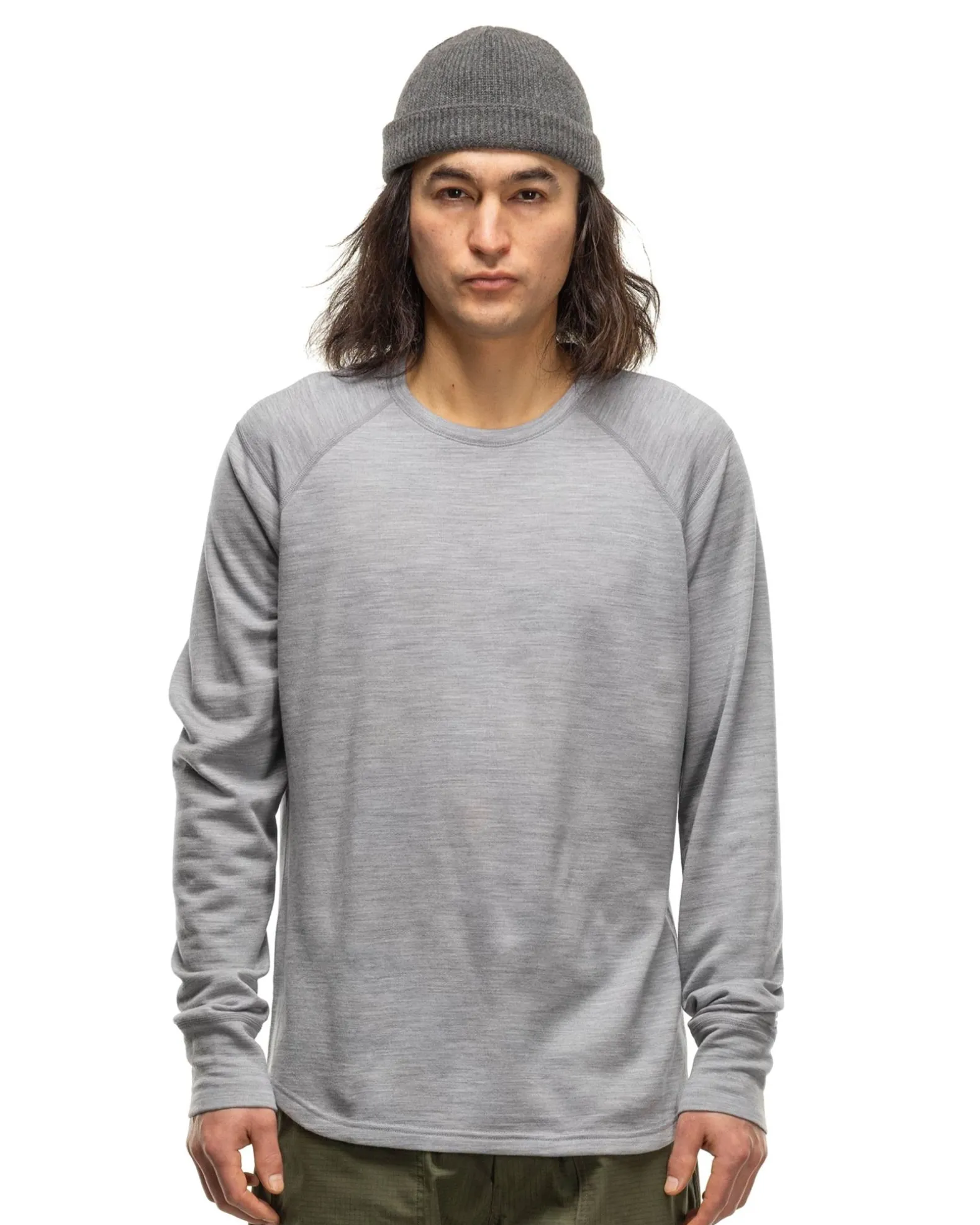 Base Crewneck-Merino Wool Terry Heather Grey