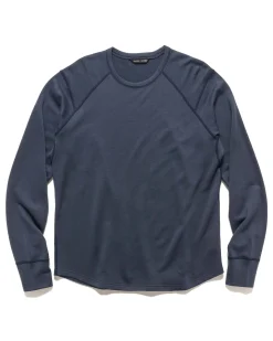 Base Crewneck-Merino Wool Terry Heather Navy