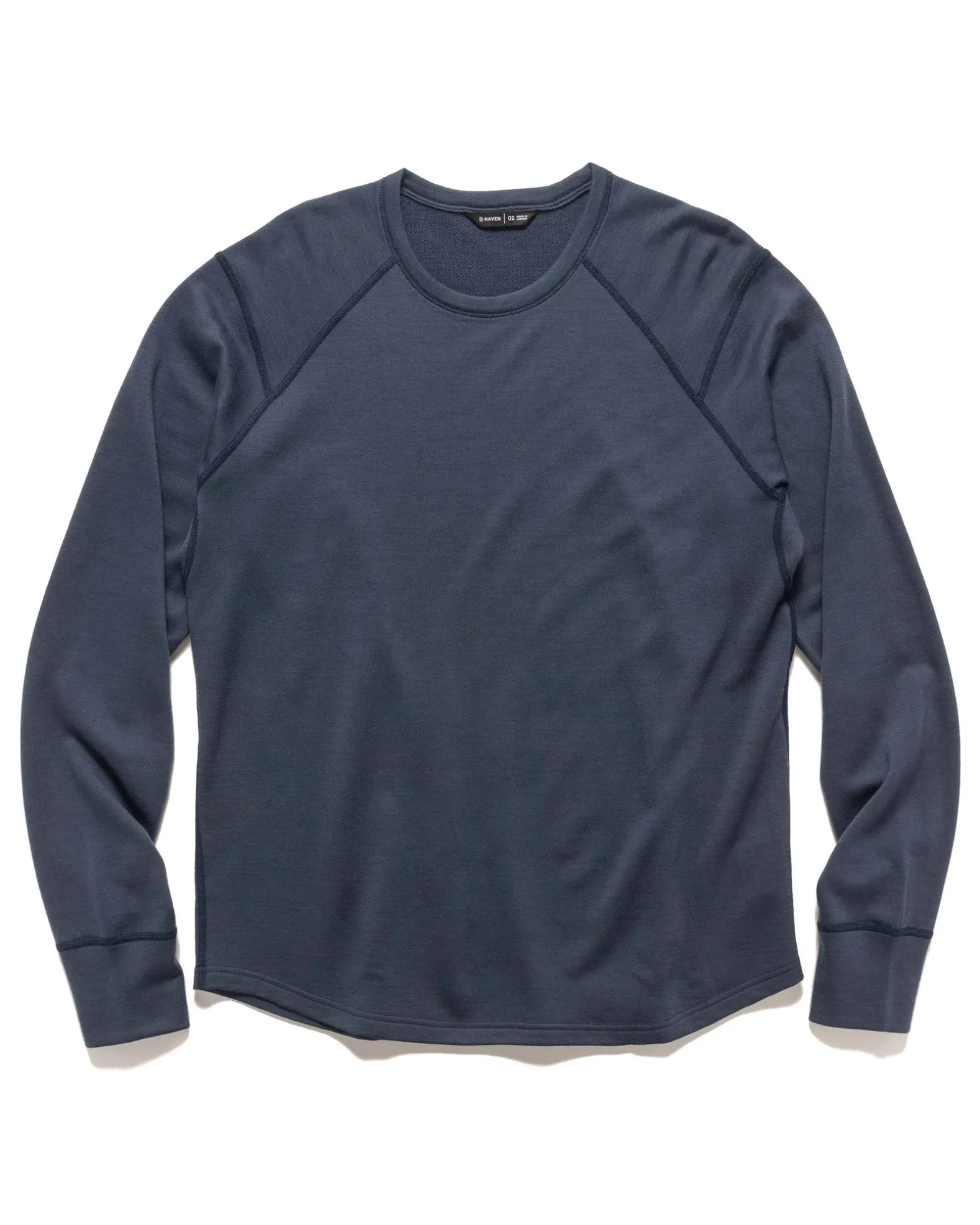 Base Crewneck-Merino Wool Terry Heather Navy