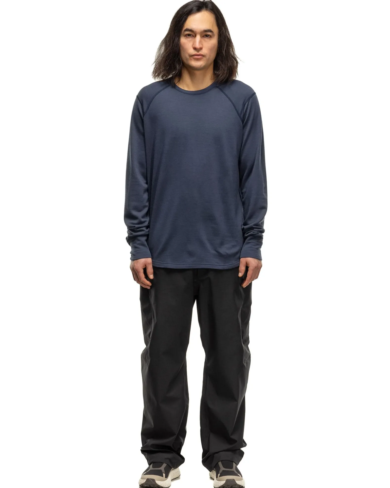 Base Crewneck-Merino Wool Terry Heather Navy