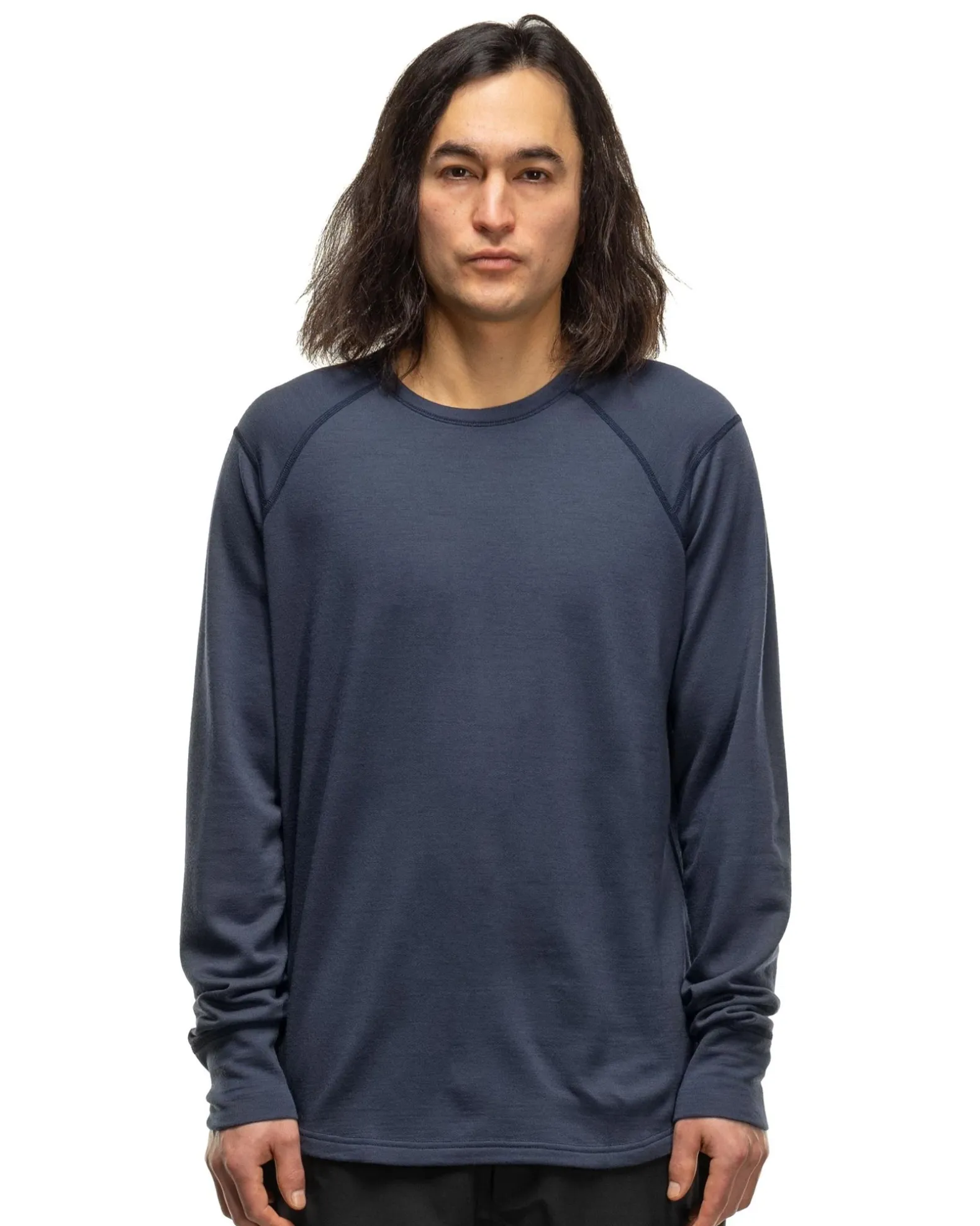 Base Crewneck-Merino Wool Terry Heather Navy