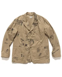 Bedford Jacket Graffiti Print Flat Twill Khaki
