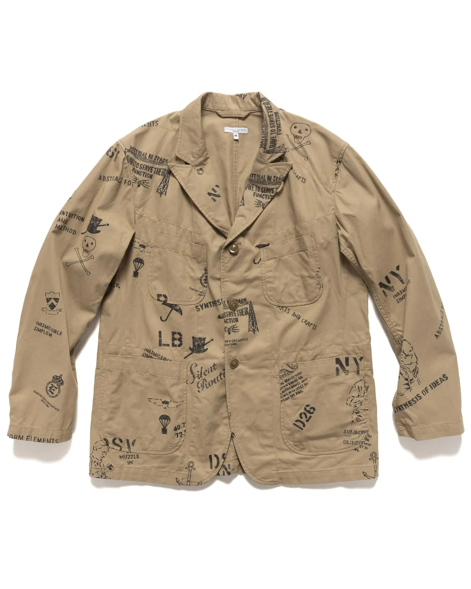 Bedford Jacket Graffiti Print Flat Twill Khaki