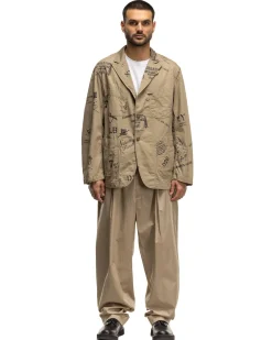 Bedford Jacket Graffiti Print Flat Twill Khaki
