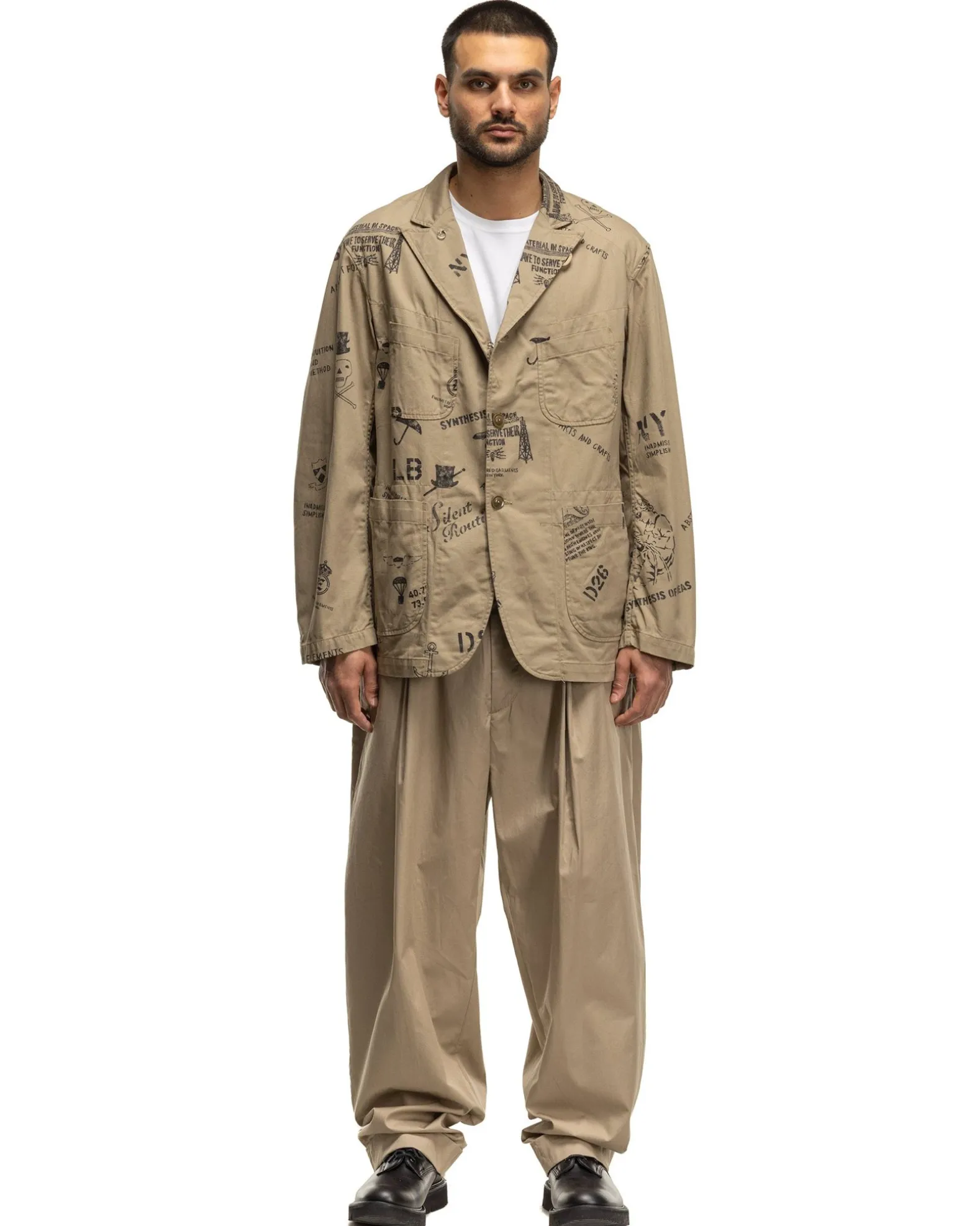 Bedford Jacket Graffiti Print Flat Twill Khaki
