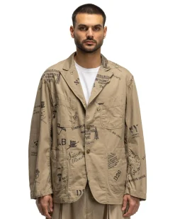 Bedford Jacket Graffiti Print Flat Twill Khaki