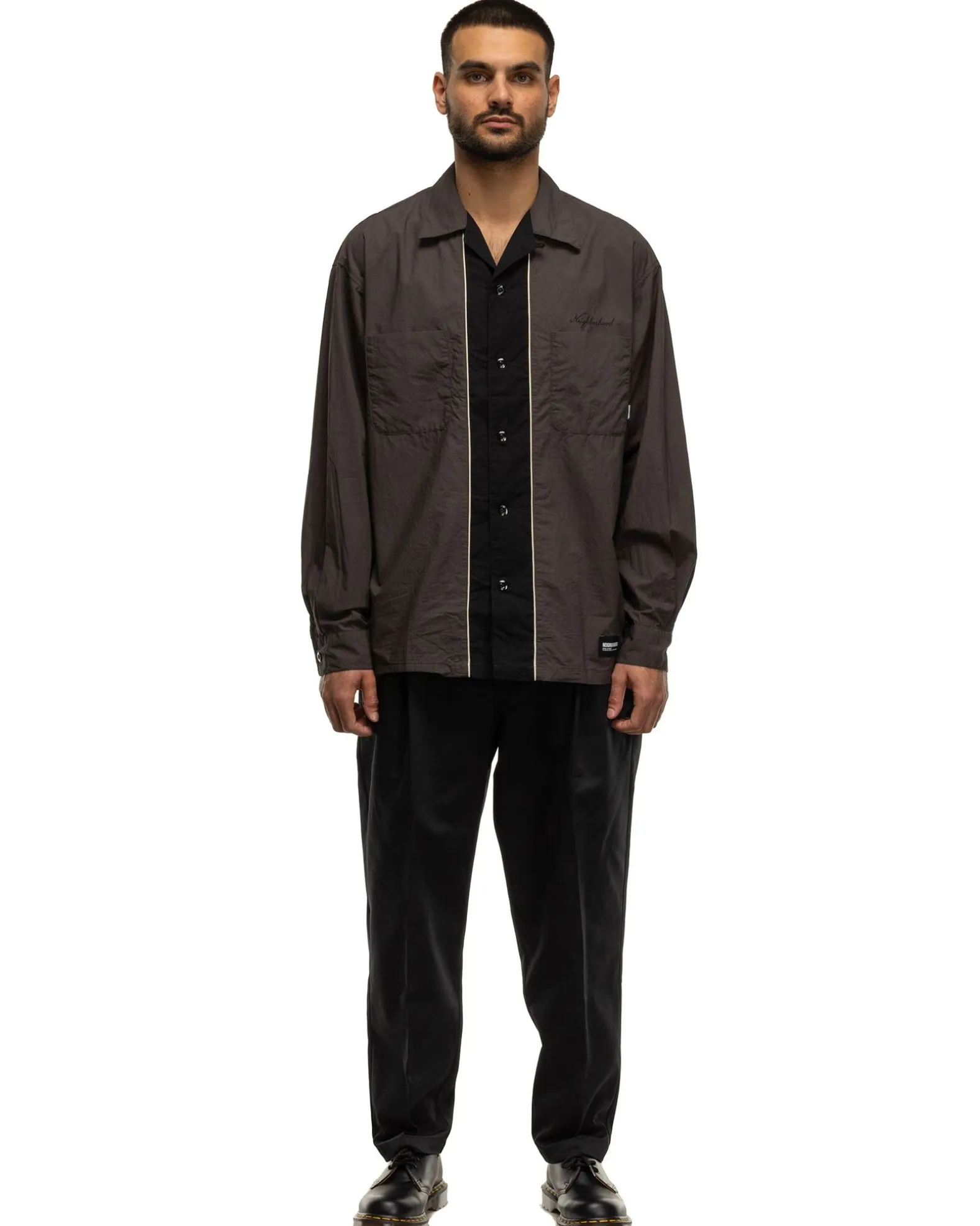 Bicolor Shirt Ls Charcoal