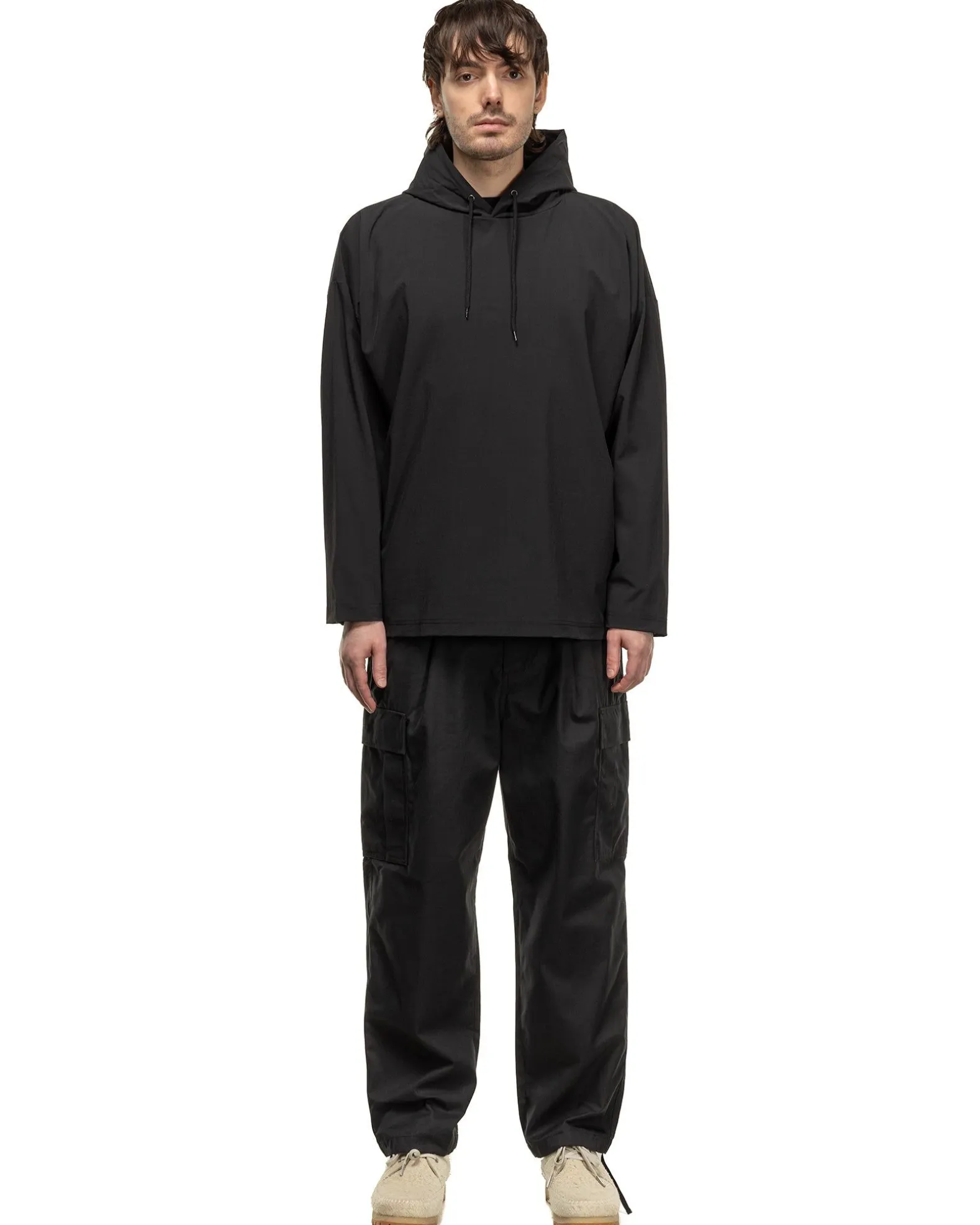 Brushed Gabardine Tapered Cargo Pants Black