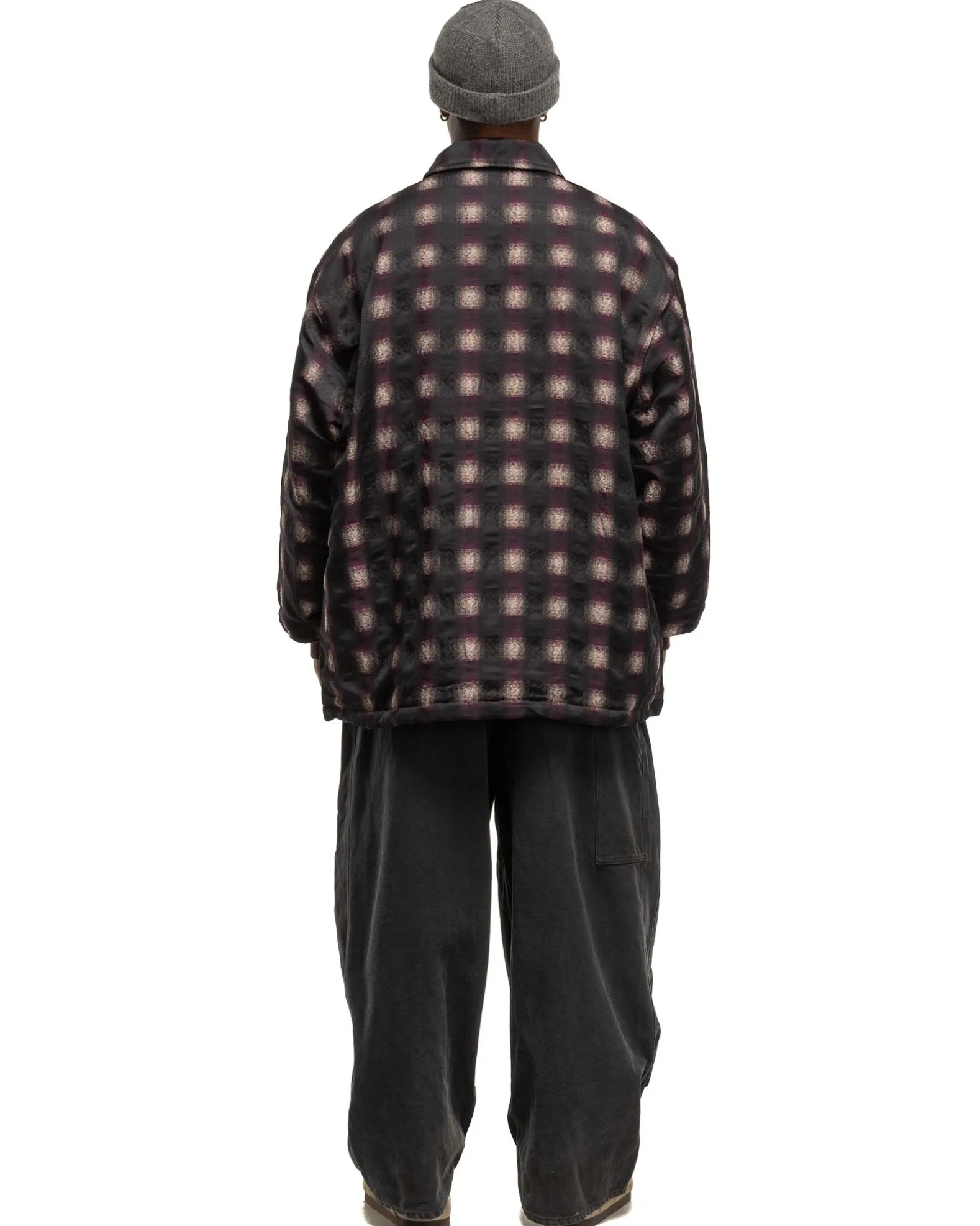Coach Jacket-Pe/A/C/W/N Ombre Plaid Jq. Bordeaux