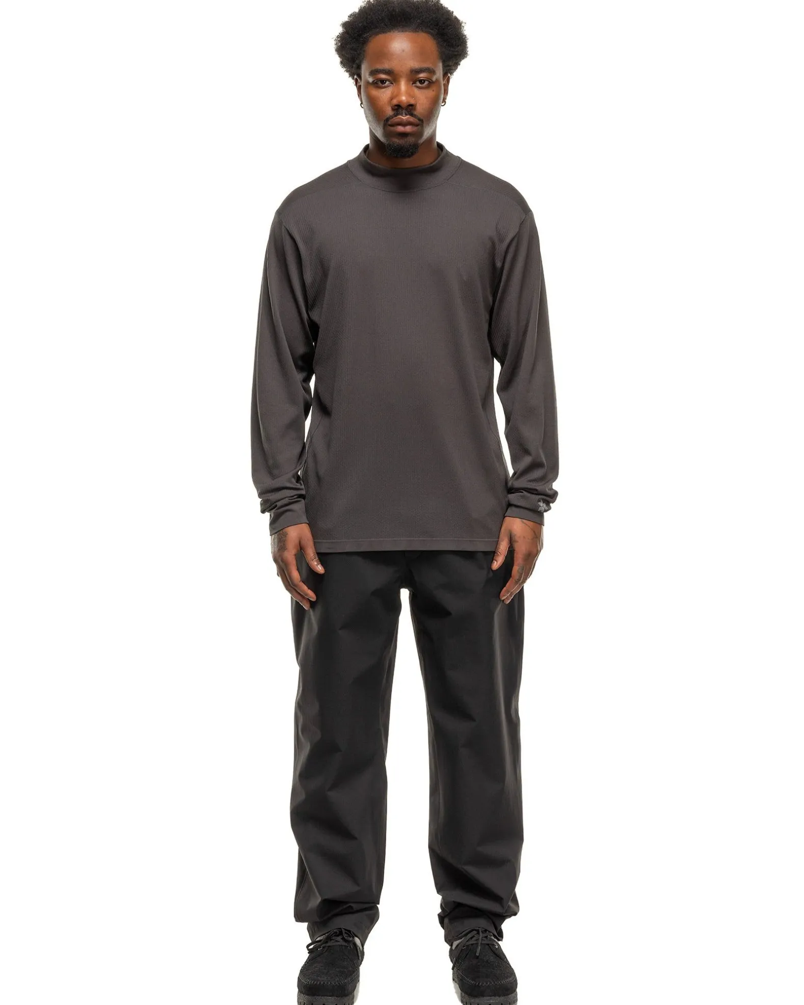 Convexity Comfort Mock Neck L/S Shirt Deep Charcoal