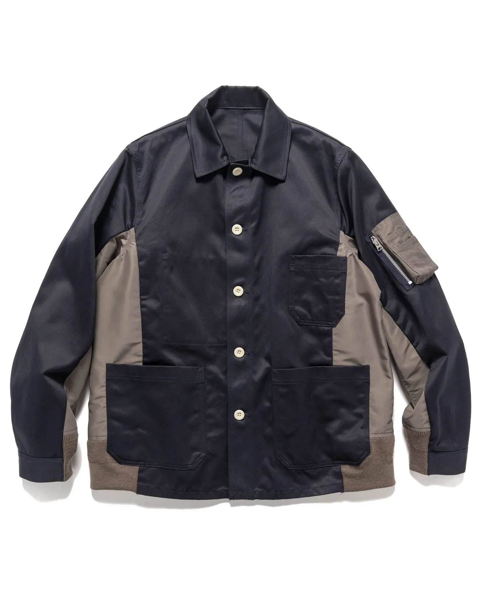 Cotton Chino X Nylon Twill Blouson Navy X Taupe
