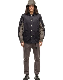 Cotton Chino X Nylon Twill Blouson Navy X Taupe