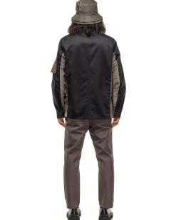Cotton Chino X Nylon Twill Blouson Navy X Taupe