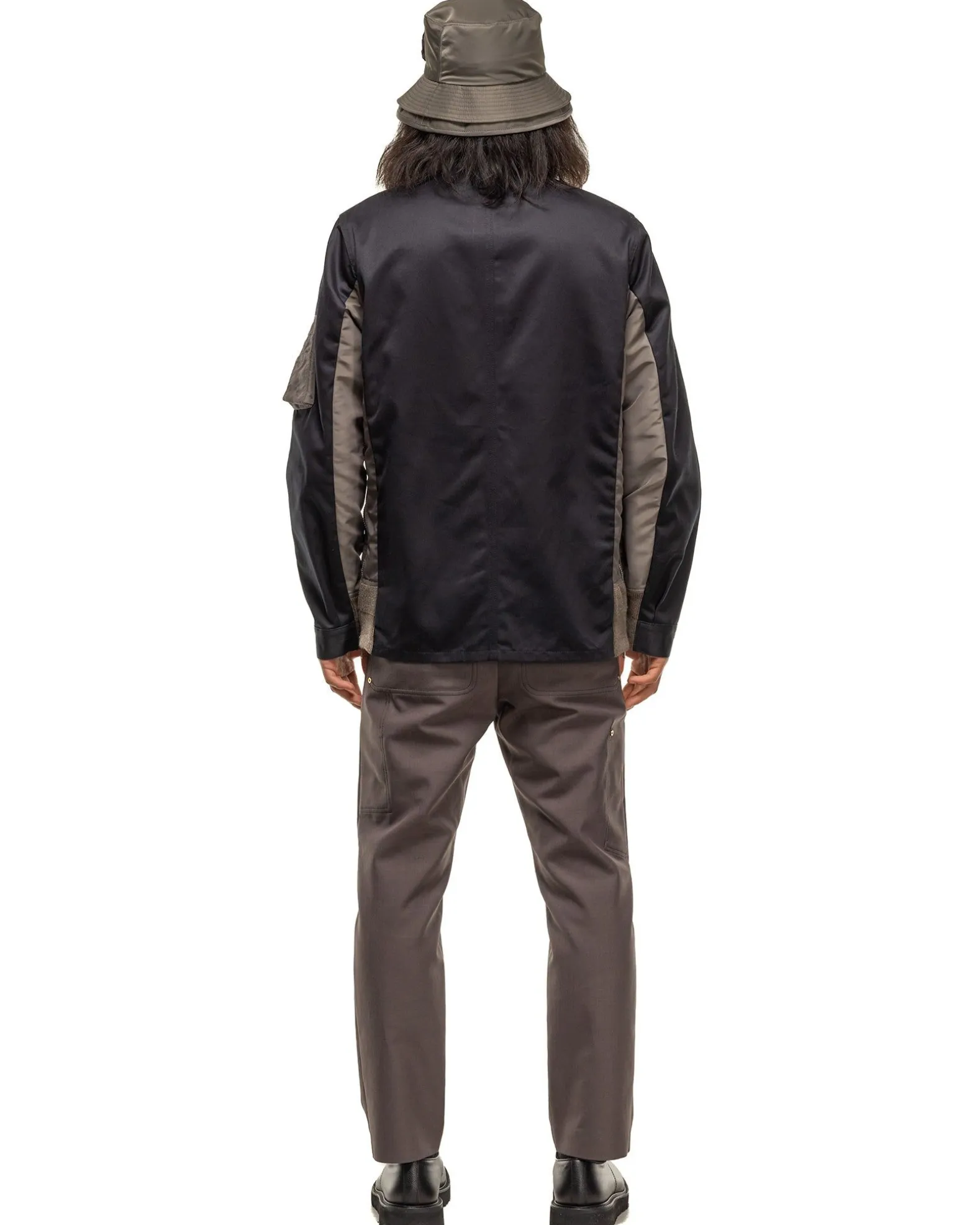 Cotton Chino X Nylon Twill Blouson Navy X Taupe