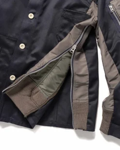 Cotton Chino X Nylon Twill Blouson Navy X Taupe