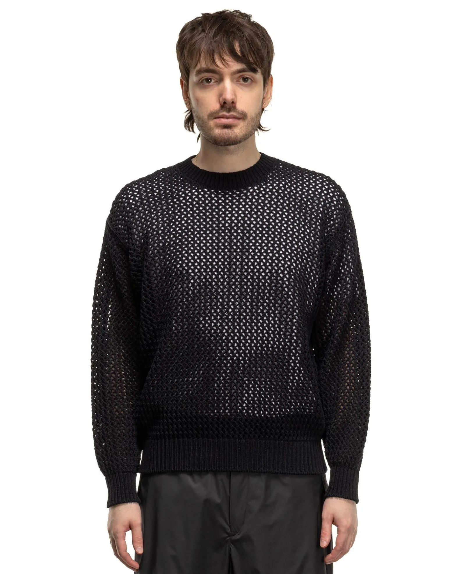 Cotton Lily-Yarn Mesh Knit P/O Dark Navy