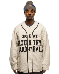 Cotton Linen Canvas X Lining Great Kountry Night Game Baseball Shirt Ecru