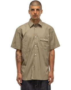 Cotton Nylon Ss Shirt Khaki