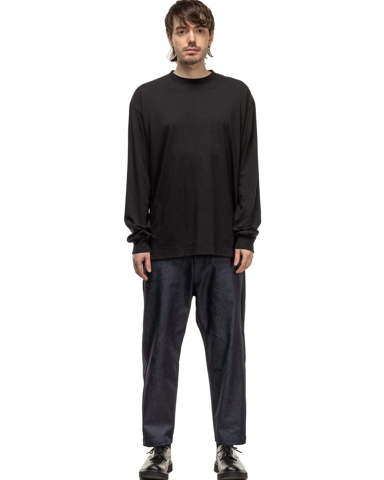 Cotton Silk L/S Baggy Tee Black