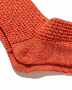 Cotton Waffle Crew Socks L.Orange