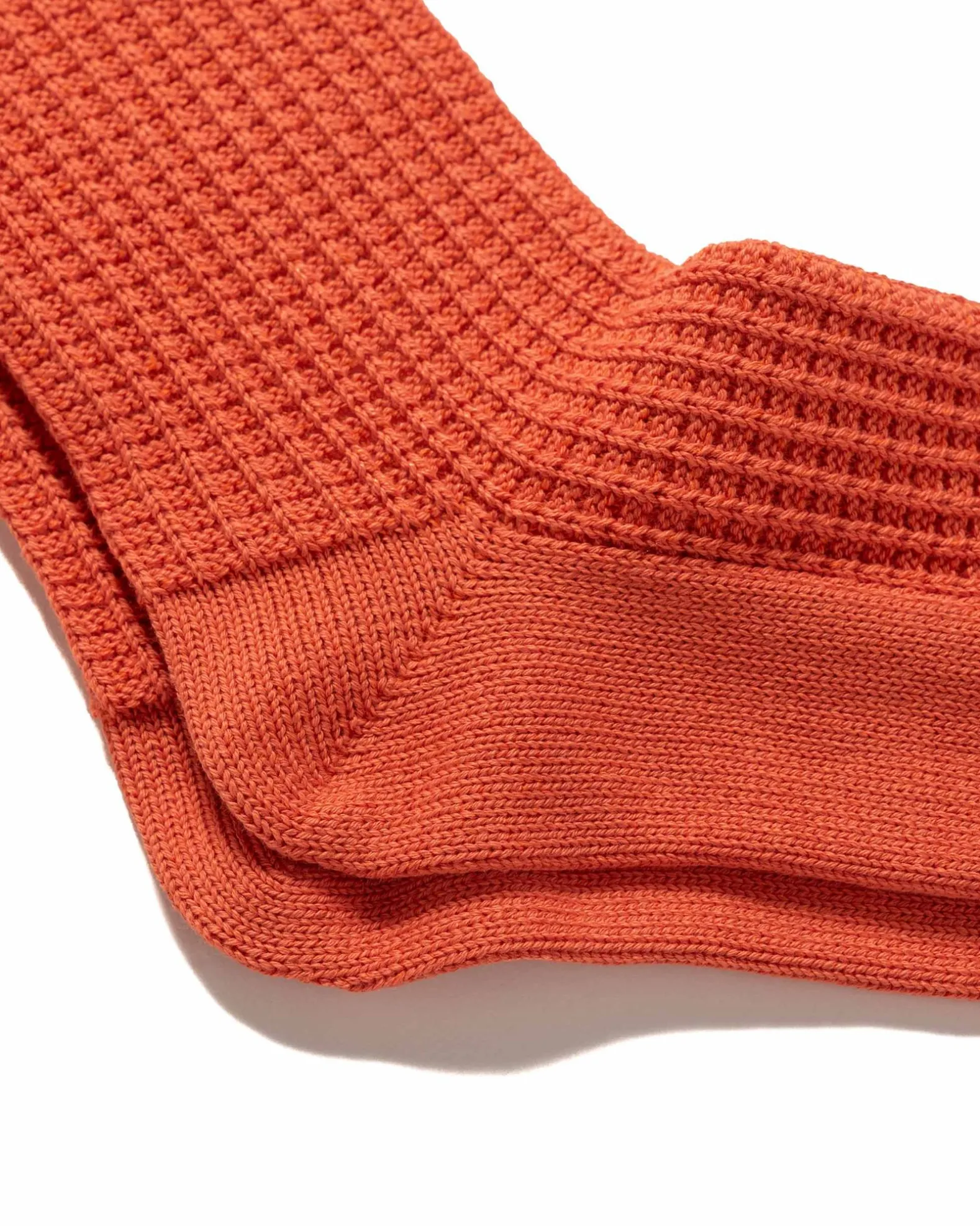 Cotton Waffle Crew Socks L.Orange