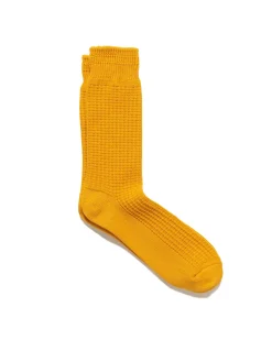 Cotton Waffle Crew Socks Mustard