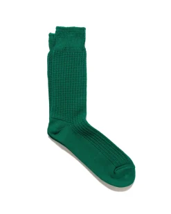 Cotton Waffle Crew Socks Sea Green