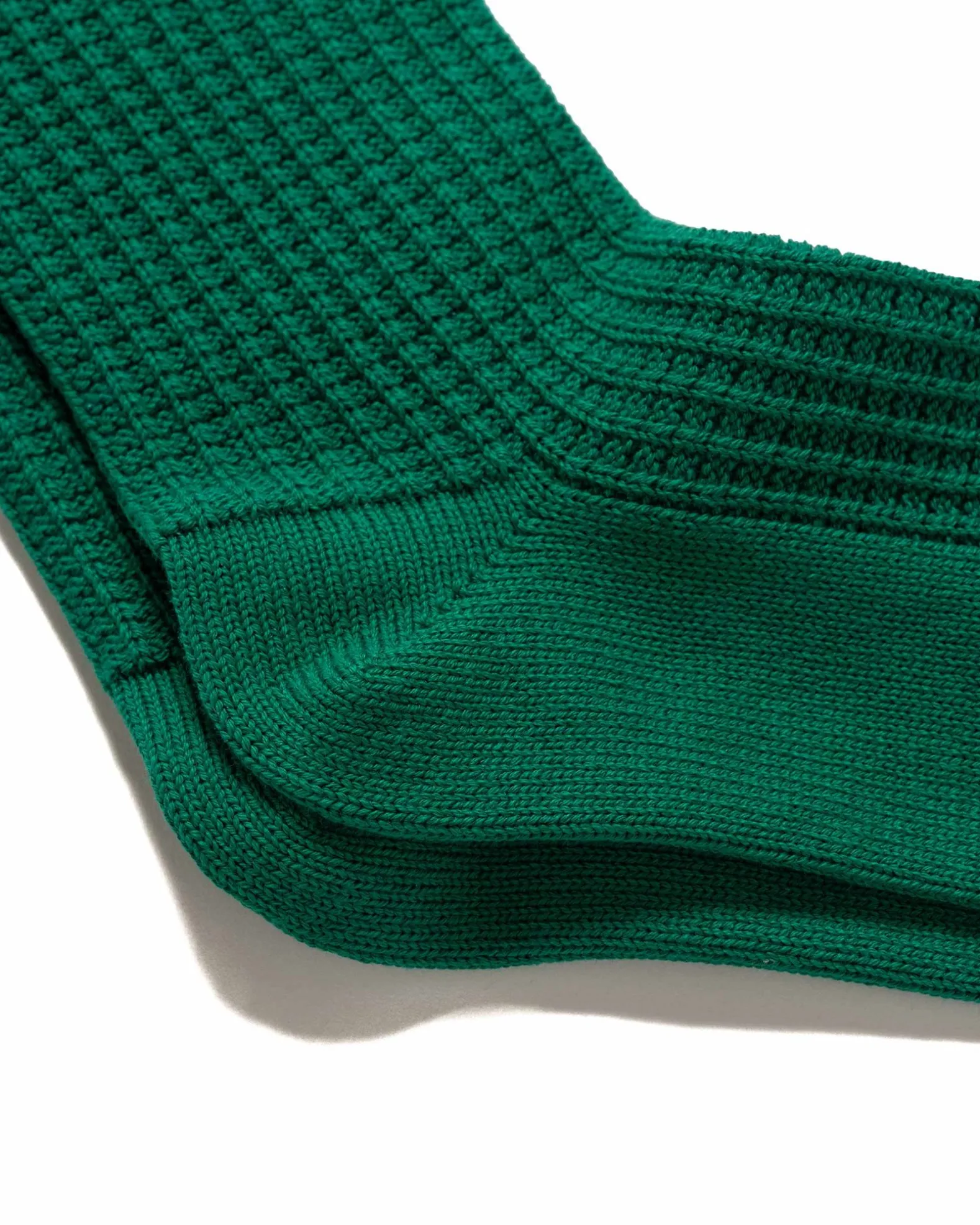Cotton Waffle Crew Socks Sea Green