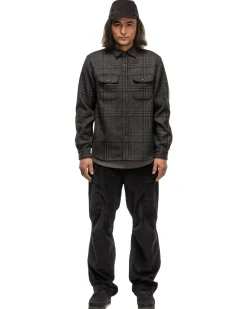 Crescent Shirt-Loro Piana Zelander® Merino Wool Flannel Black
