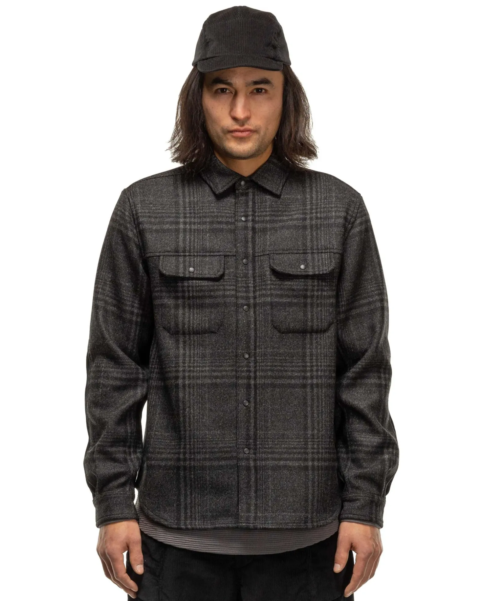 Crescent Shirt-Loro Piana Zelander® Merino Wool Flannel Black