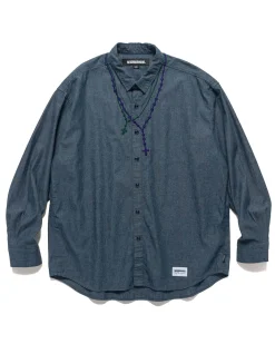 Double Cross Embroidery Shirt Ls Indigo