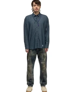 Double Cross Embroidery Shirt Ls Indigo