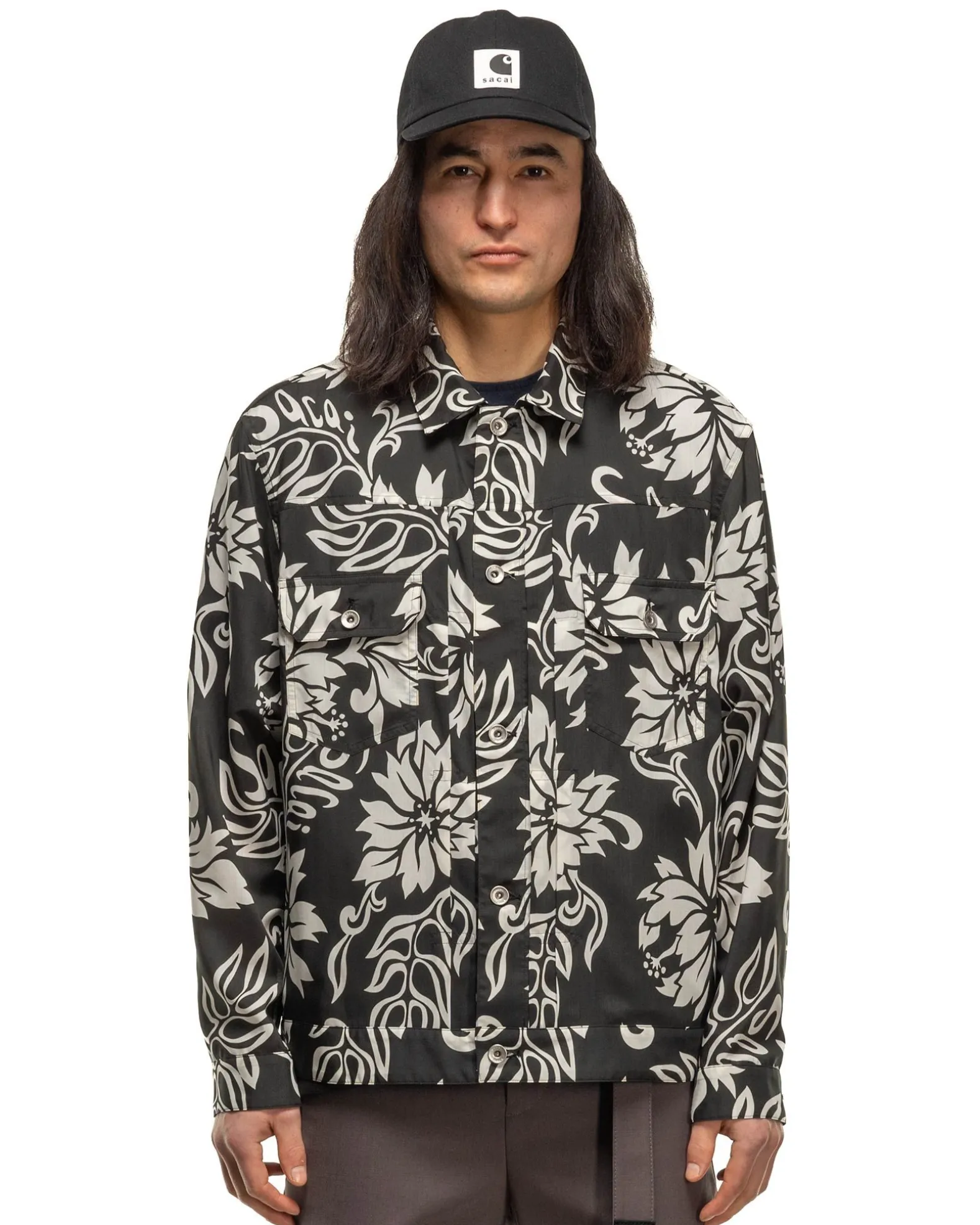 Floral Print Blouson Black