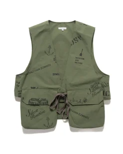 Fowl Vest Graffiti Print Ripstop Olive