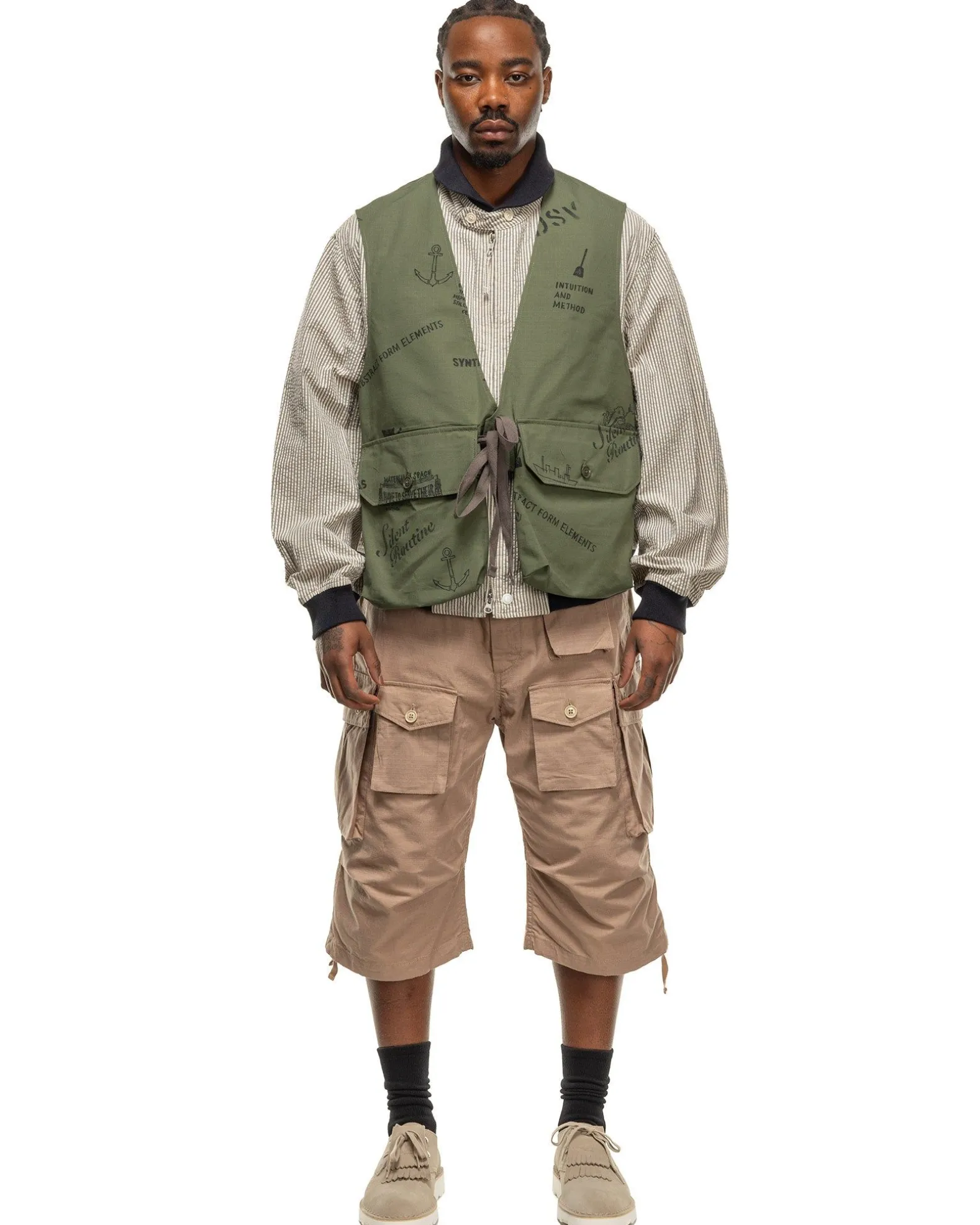 Fowl Vest Graffiti Print Ripstop Olive