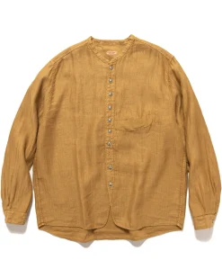 Gauze Linen Herringbone Stand Penny Shirt Gold