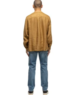 Gauze Linen Herringbone Stand Penny Shirt Gold