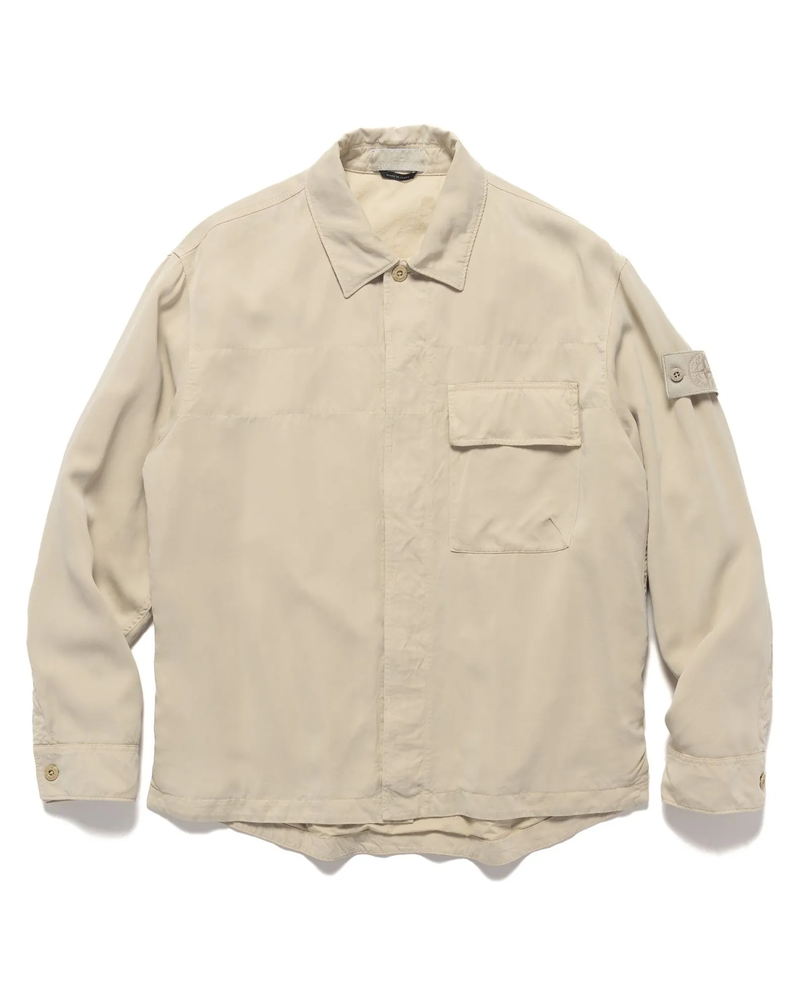 Ghost Piece Cupro Raso Comfort Fit Overshirt Beige