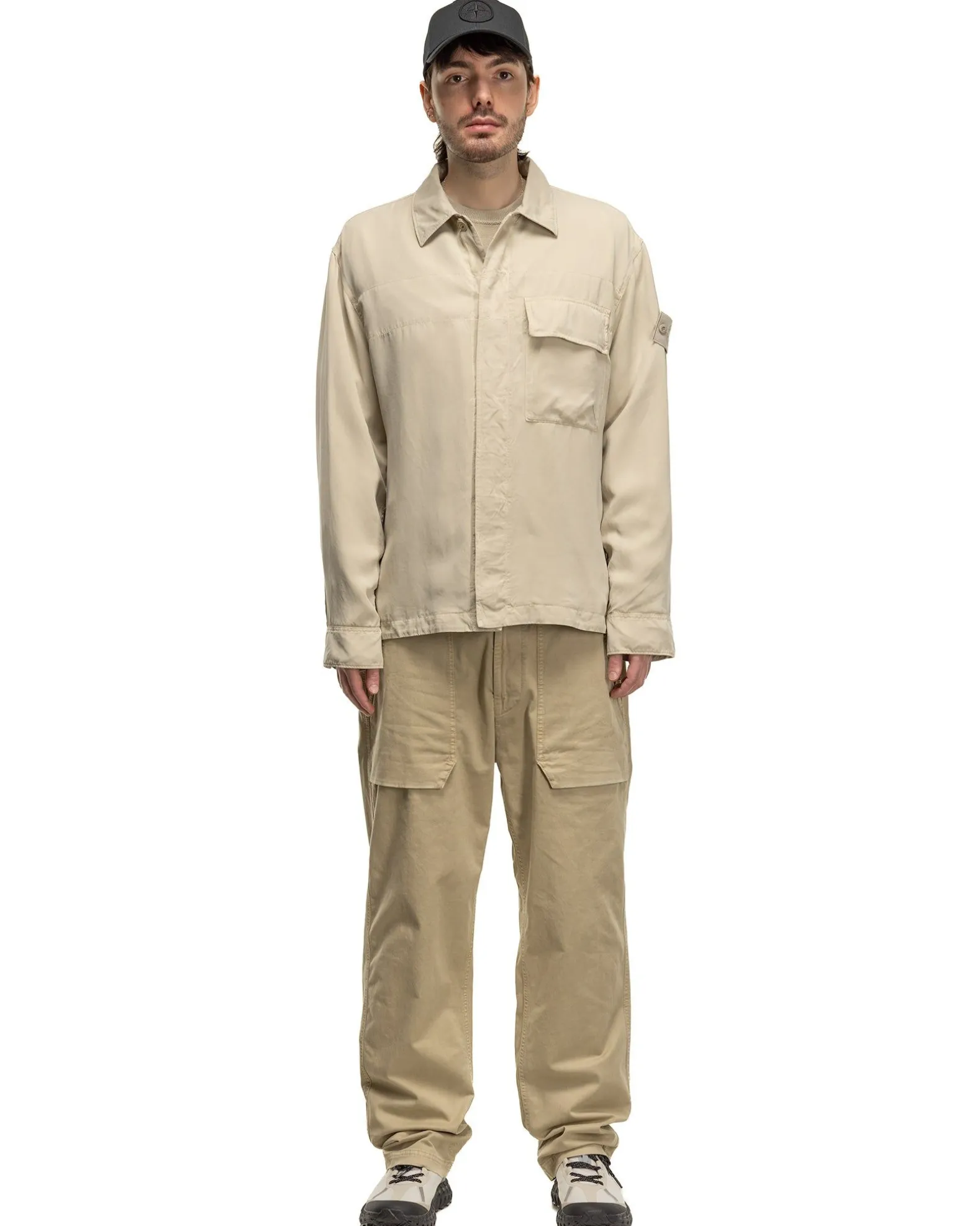 Ghost Piece Cupro Raso Comfort Fit Overshirt Beige