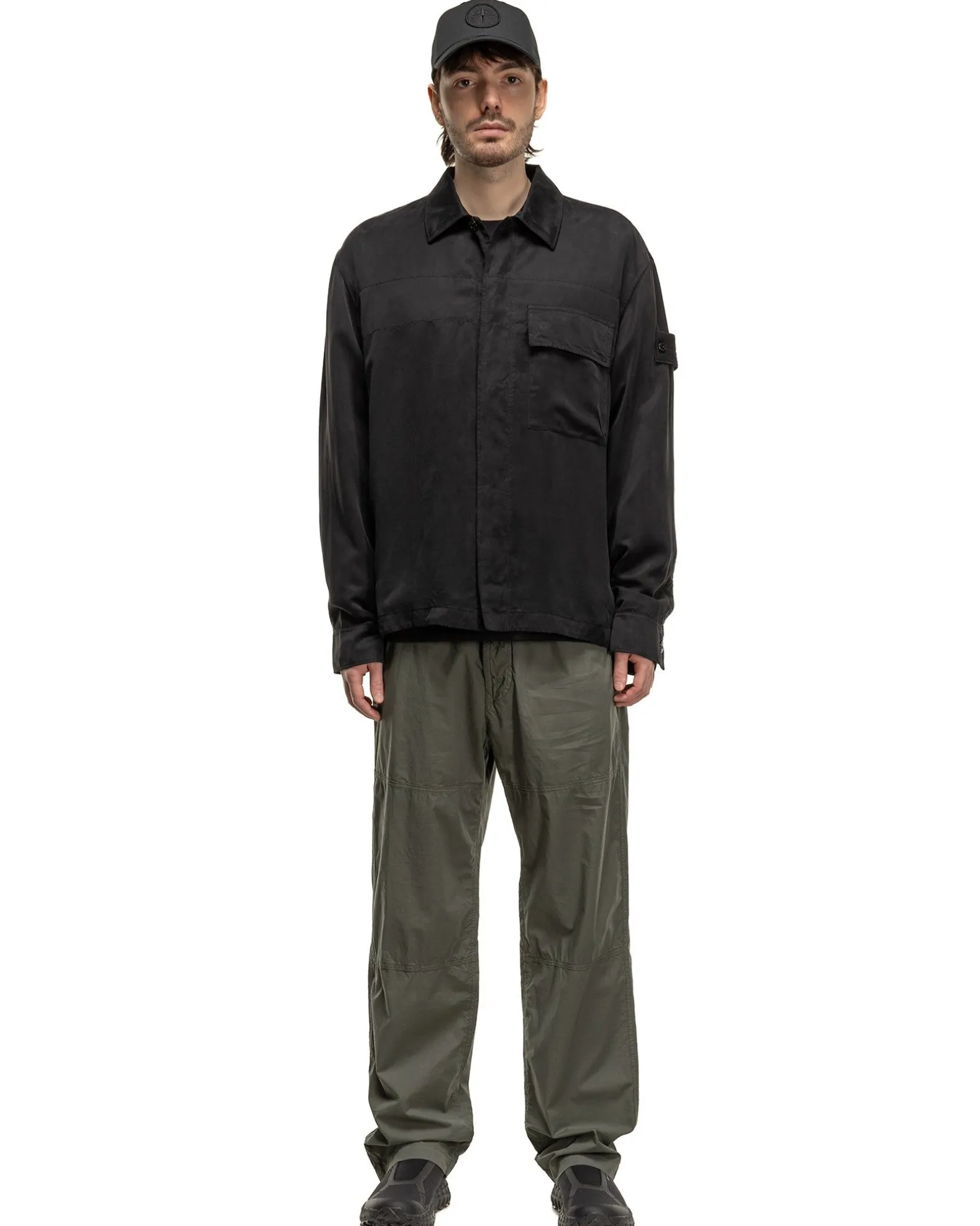 Ghost Piece Cupro Raso Comfort Fit Overshirt Black