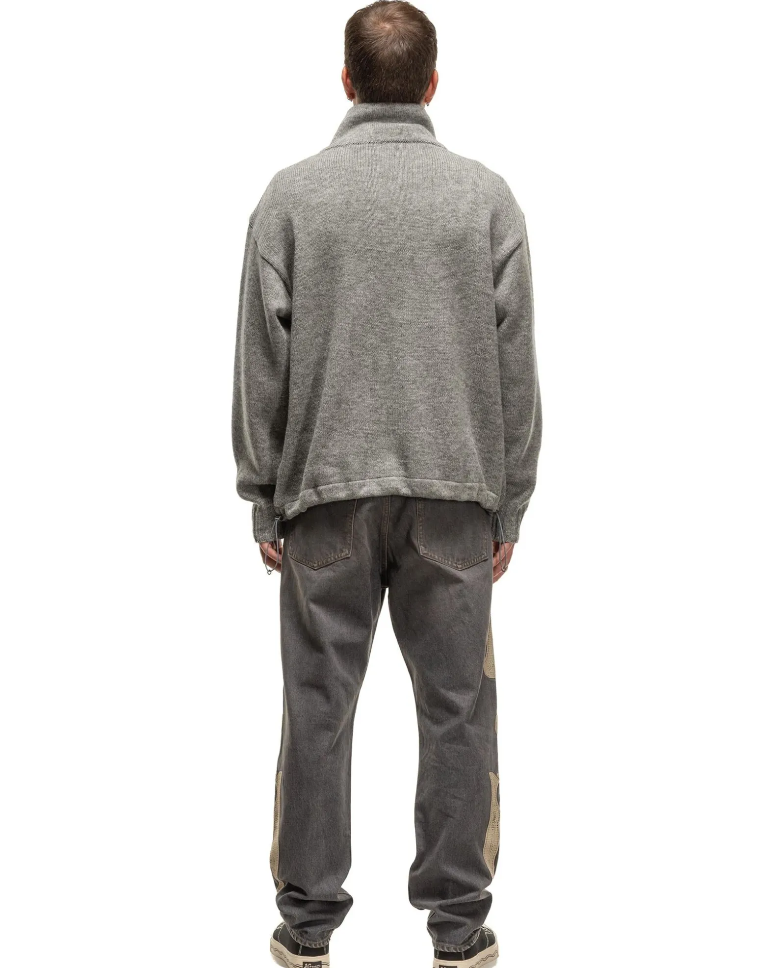 5G Shetland Wool Half Zip Anorak Grey