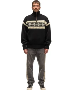 5G Wool Snow Half Zip Sweater Black
