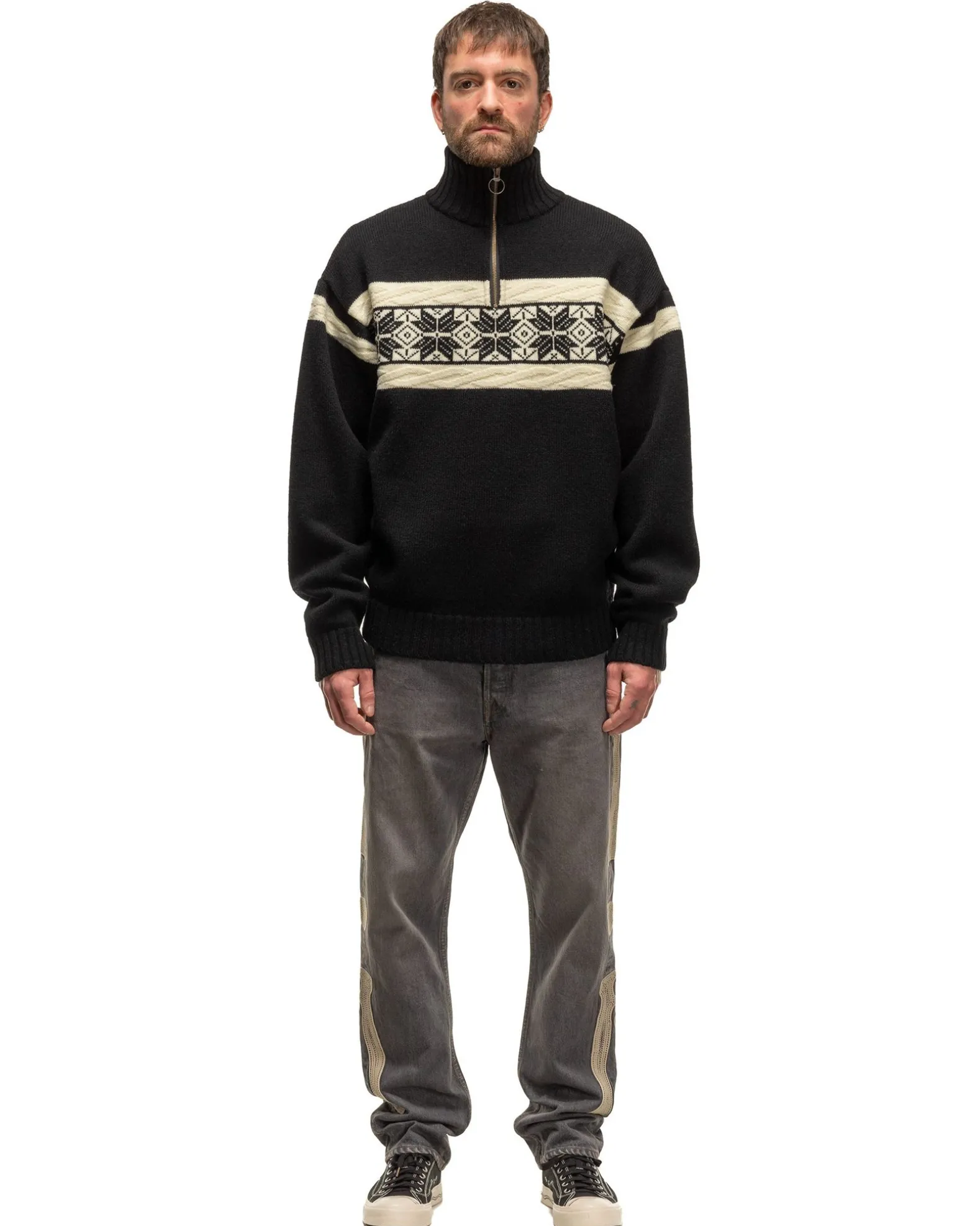 5G Wool Snow Half Zip Sweater Black