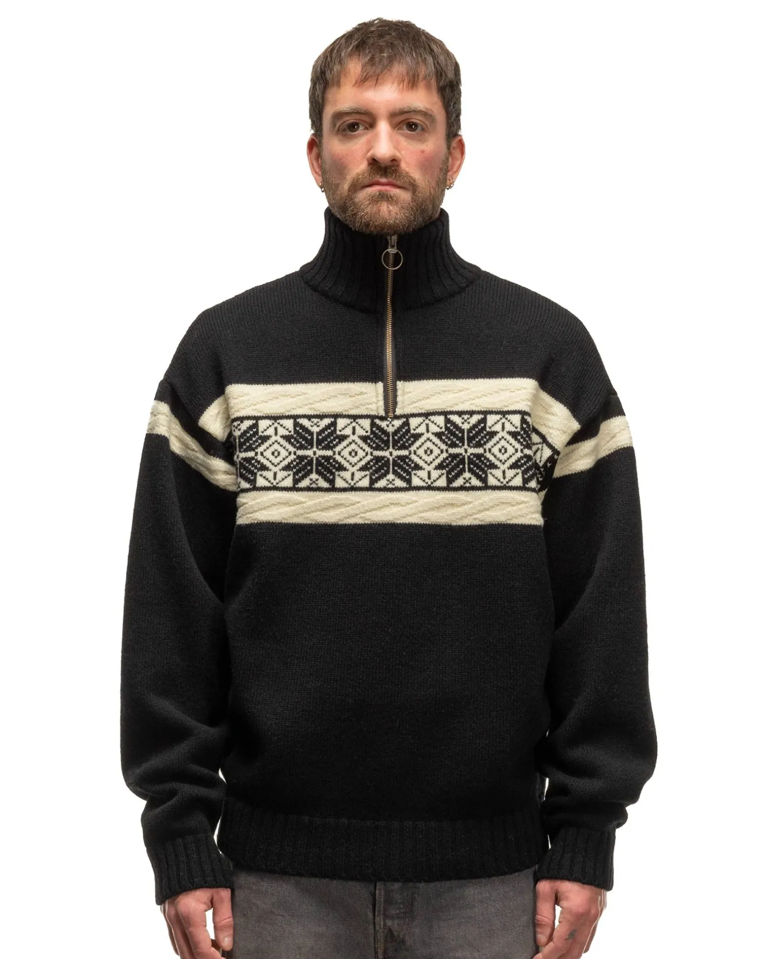 5G Wool Snow Half Zip Sweater Black