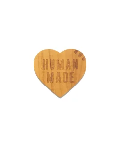 Heart Wood Coaster Set 2P Beige