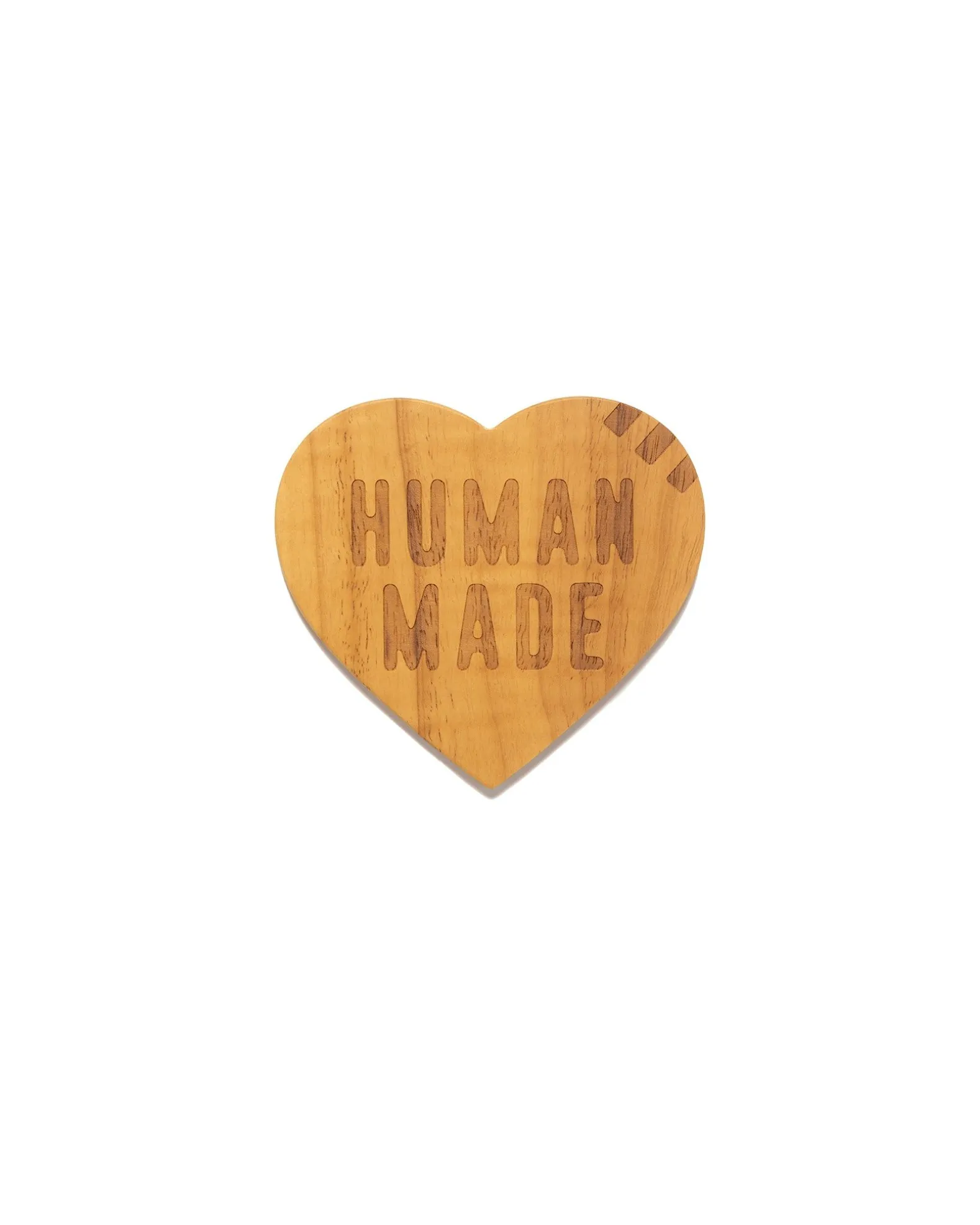 Heart Wood Coaster Set 2P Beige