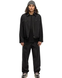 High Count Wool Poplin Pants Black