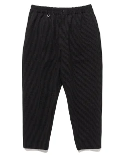 High Gauge Wave Stripe Cropped Tapered Easy Pants Black